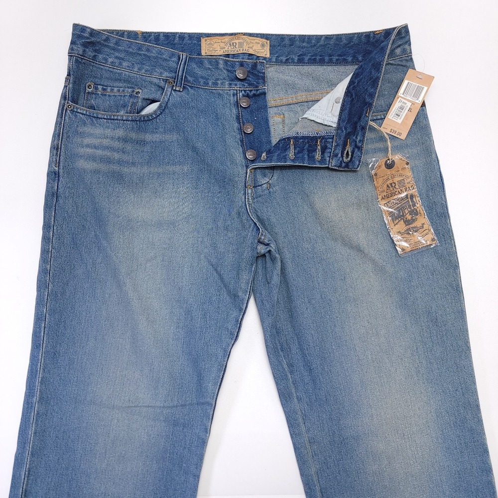 Vintage 90s American‎ Rag Mens Blue Denim Jeans 34x32 Low Rise Boot Button Fly